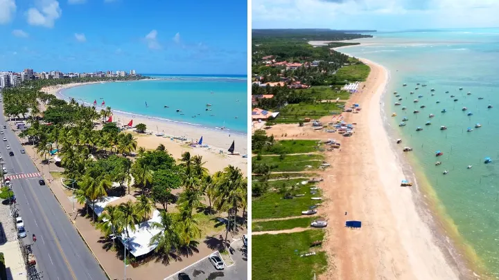 Vista paradis&iacute;aca de praia em Macei&oacute; ou S&atilde;o Miguel dos Milagres
