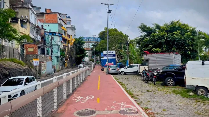 Rio de Janeiro Favela Map View Panoramic view of Rio de Janeiro favelas with colorful houses and lush hills