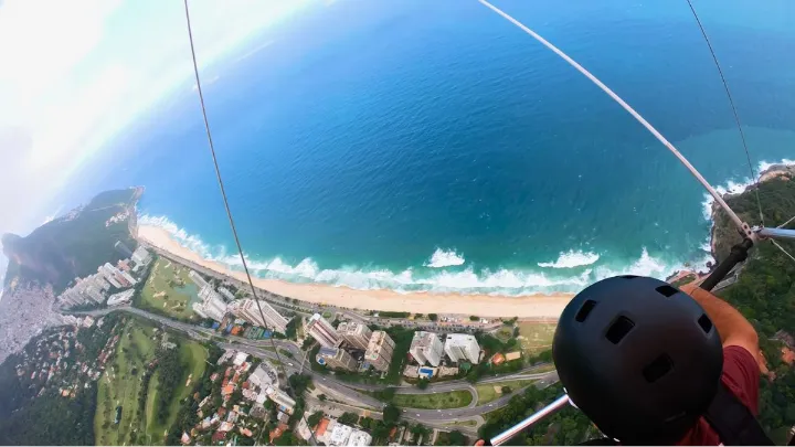 Rio de Janeiro Hang Gliding View Hang gliding over Rio de Janeiro with ocean and forest views
